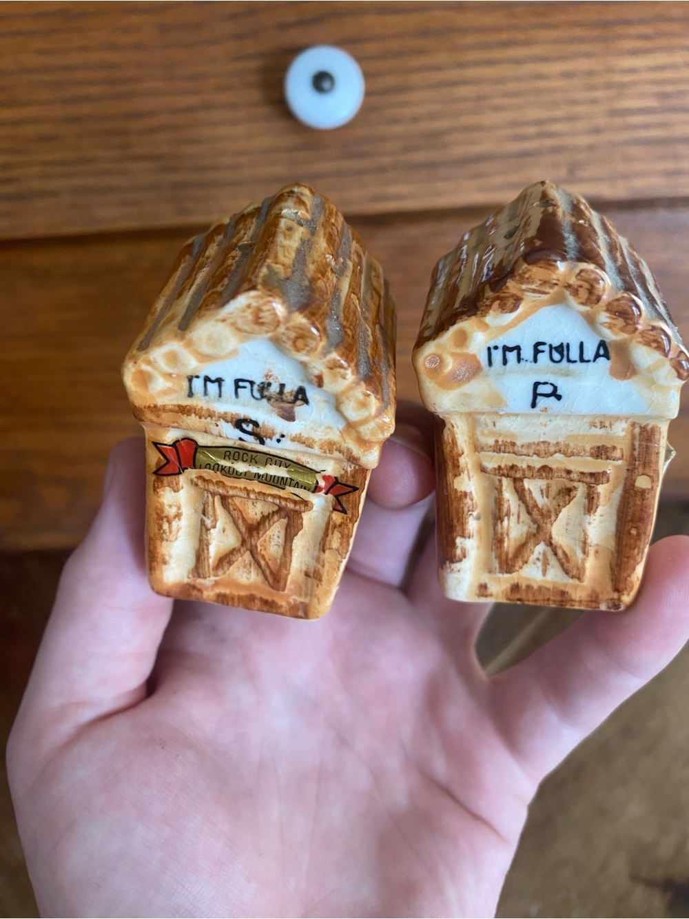 Vintage Ceramic Barn Salt & Pepper Shakers - Brown and Cream